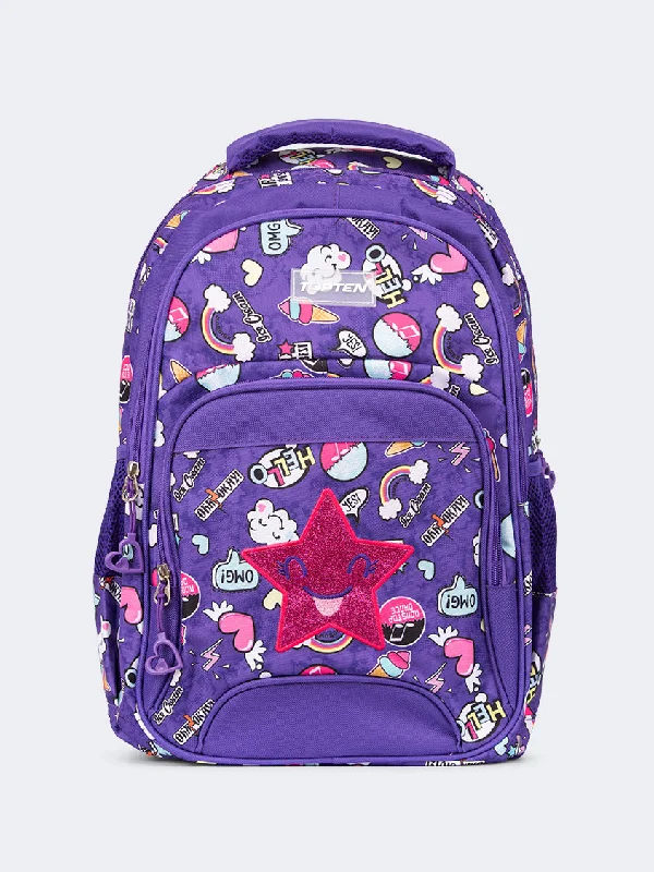 Topten Accessories The Ultimate Sky And Stars School Backpack Unisex Back To School Bag Purple