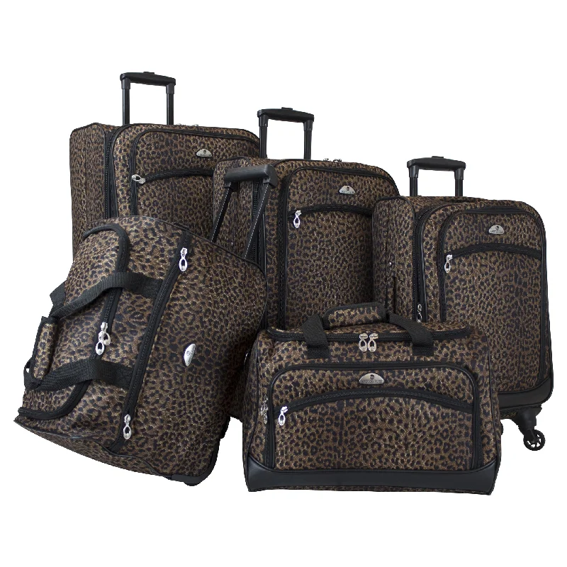 American Flyer Animal Print 5-Piece Spinner Luggage Set