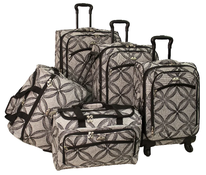 American Flyer Silver Clover 5-Piece Spinner Luggage Set