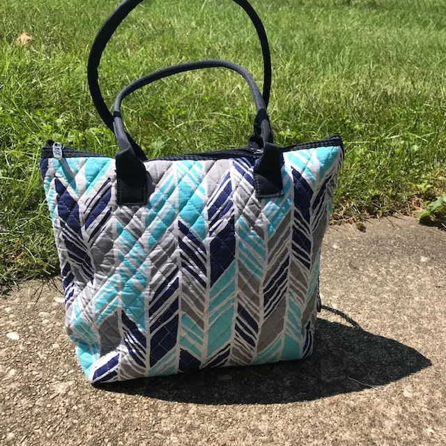 Blue Chevron Quilted Tote