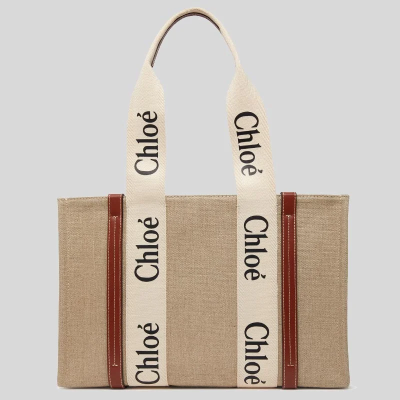 Chloe Woody Medium Tote Bag White Brown RS-CHC22AS383I2690U