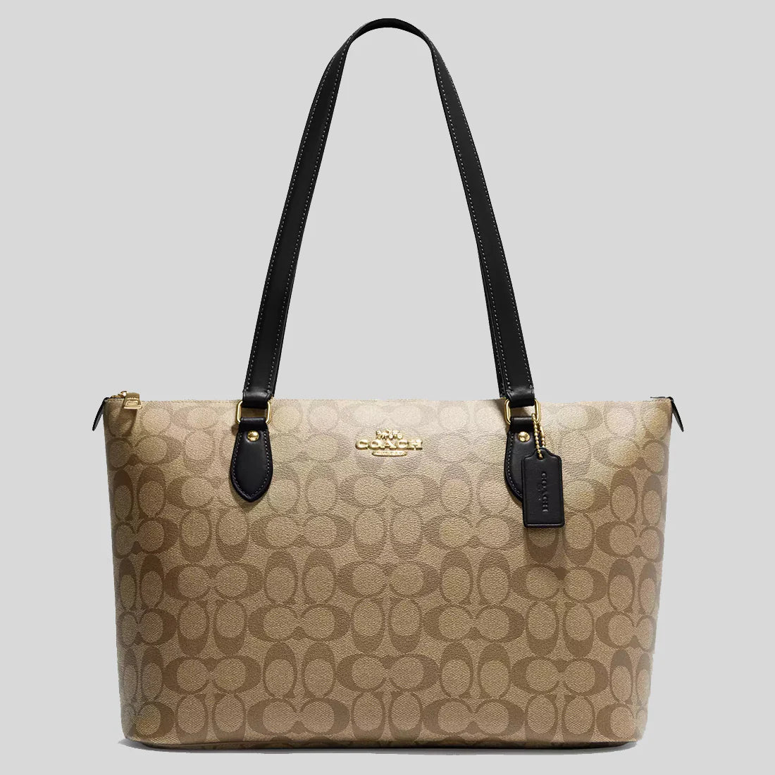 COACH Gallery Tote Bag In Signature Canvas Khaki/Black RS-CS187