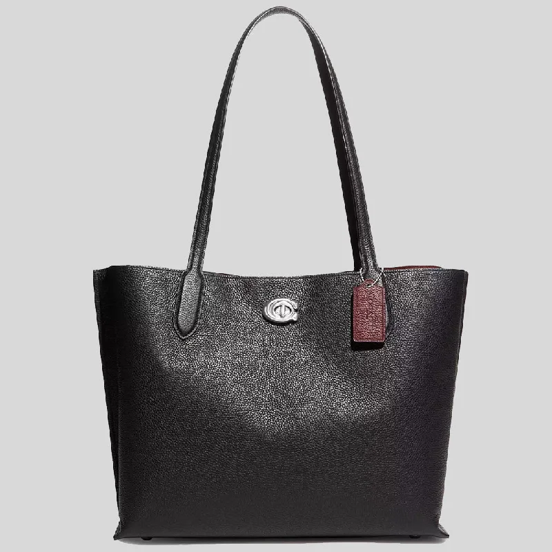 COACH Willow Tote Bag Silver/Black RS-C0689