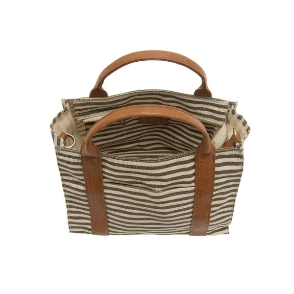 Gwen Striped Canvas Tote - L8169-15 -   Women's  NEUTRAL & WHITE