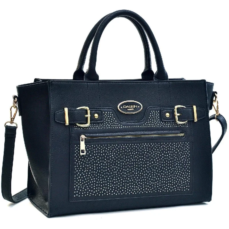 Dasein Belted Medium Tote Bag Decorated with Studs