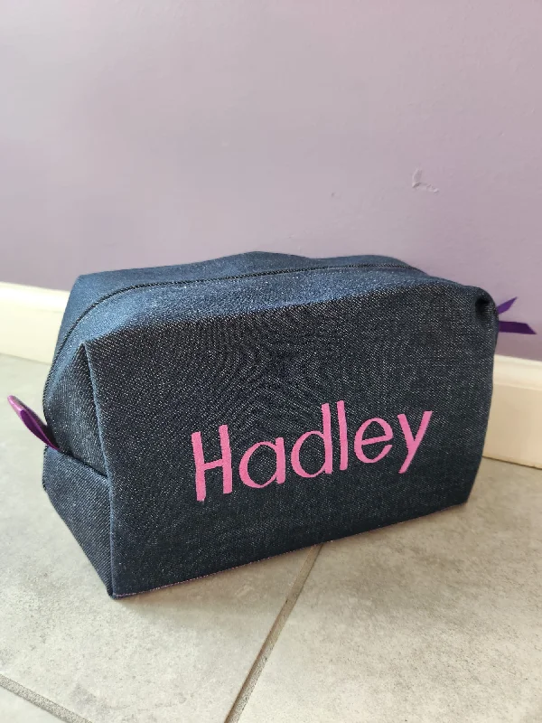 Denim with Purple Sparkle Toiletry Bag