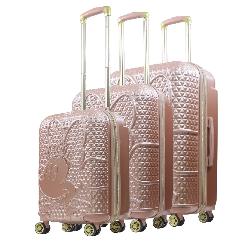 Disney Minnie Mouse Rolling Luggage 3 Piece Set Rose Gold