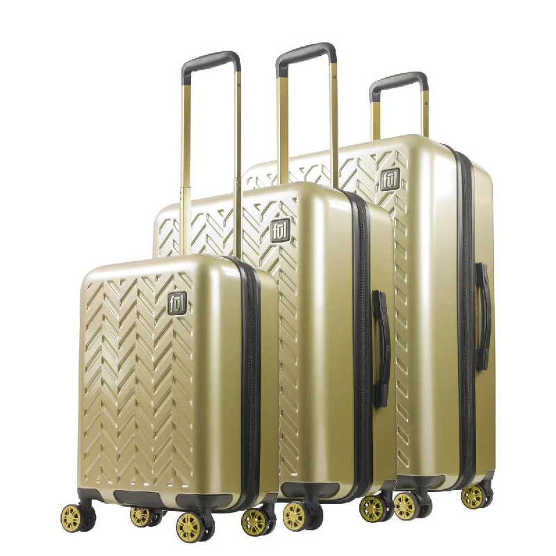 Ful Groove Expandable Hardside Spinner 3 Pc Luggage Set, Gold