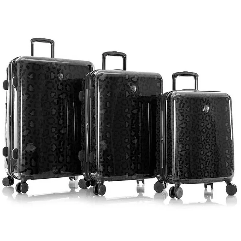 Heys Black Leopard 3 Piece Hardside Spinner Luggage Set