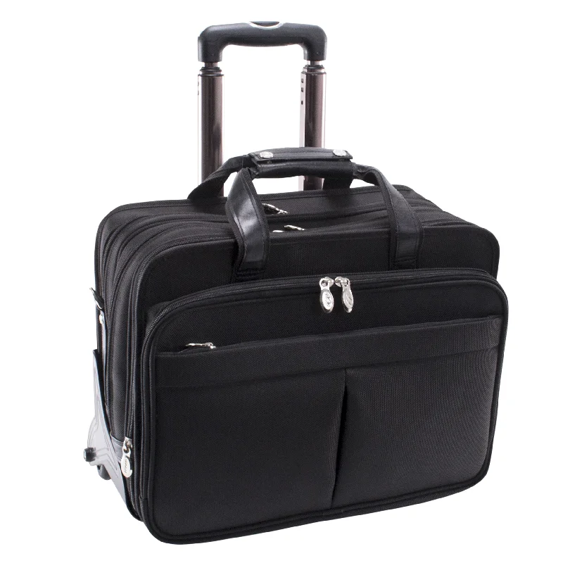 McKlein ROOSEVELT 17" Nylon Patented Detachable -Wheeled Laptop Briefcase w/ Removable Sleeve