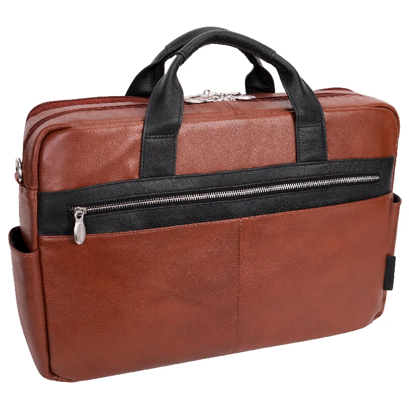 McKlein SOUTHPORT 17" Leather, Two-Tone, Dual-Compartment, Laptop & Tablet Briefcase