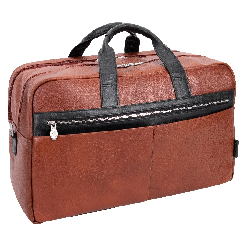 McKlein WELLINGTON 21" Leather, Two-tone, Dual-Compartment, Laptop & Tablet Carry-All Duffel