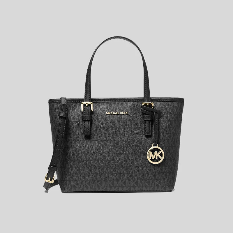 Michael Kors Jet Set Travel Extra Small Convertible Tote In Signature Canvas Black RS-35T9GTVT0B