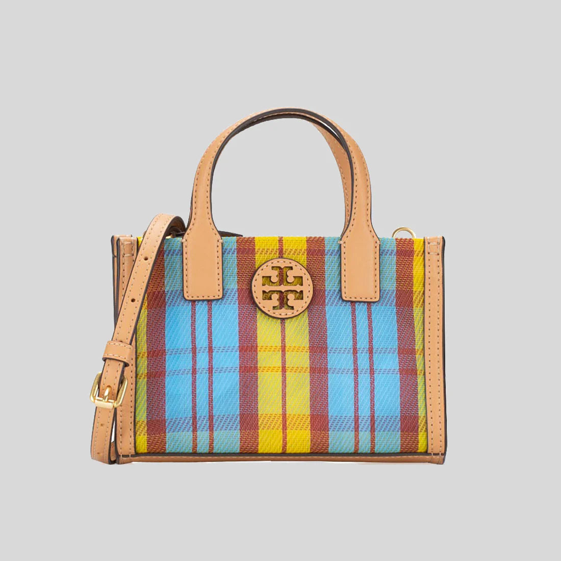 TORY BURCH Nylon Mesh Mini Tote Yellow Blue Multi RS-150103