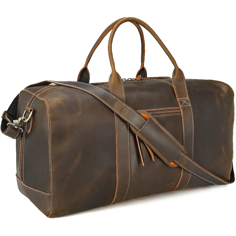 Polare Leather Duffle Weekend Travel Bag For Men With Full Grain Cowhide Leather 23.2'' Duffel Bag