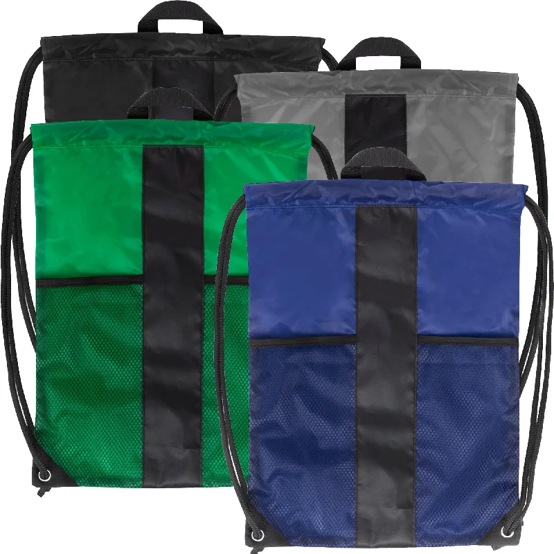 Dual Mesh Pocket Drawstring Backpack - 4 Color