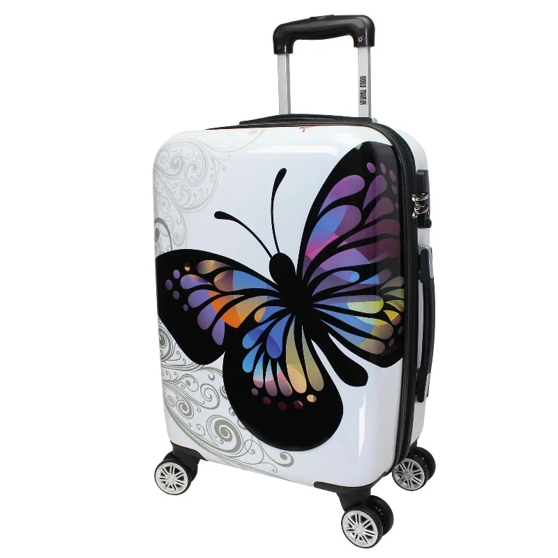 World Traveler Butterfly 20-Inch Carry-On Hardside Expandable Spinner Luggage