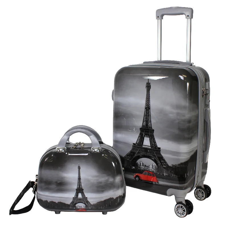 World Traveler Destination Paris 2-Piece Carry-on Hardside Spinner Luggage Set