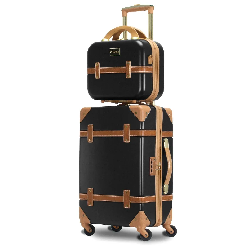 World Traveler Gatsby Luxury Trunk 2-Piece Spinner Carry-On Luggage Set