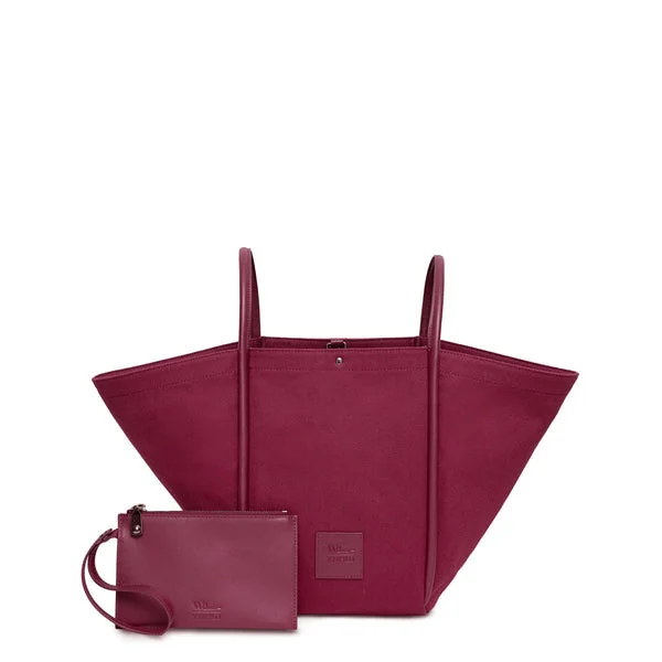 X Nihilo Fifth Avenue Leather Handbag Tote Canvas Burgundy